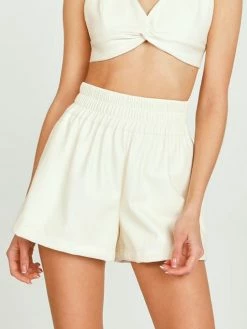 Vintage Havana Faux Leather Cream High Waisted Short Bottoms