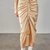 Mustard Seed Sonia Ruched Champagne Midi Skirt Bottoms