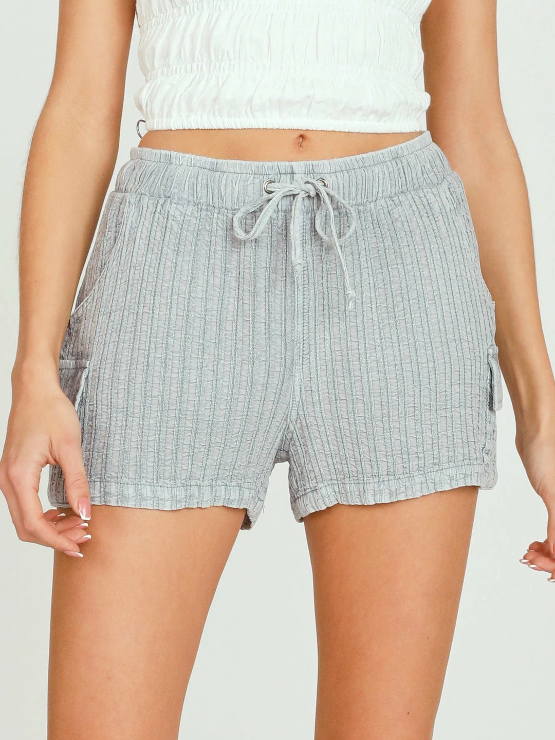 Vintage Havana Bottoms Fog Blue Textured Stripe Short 3 Vintage Havana Bottoms Fog Blue Textured Stripe Short