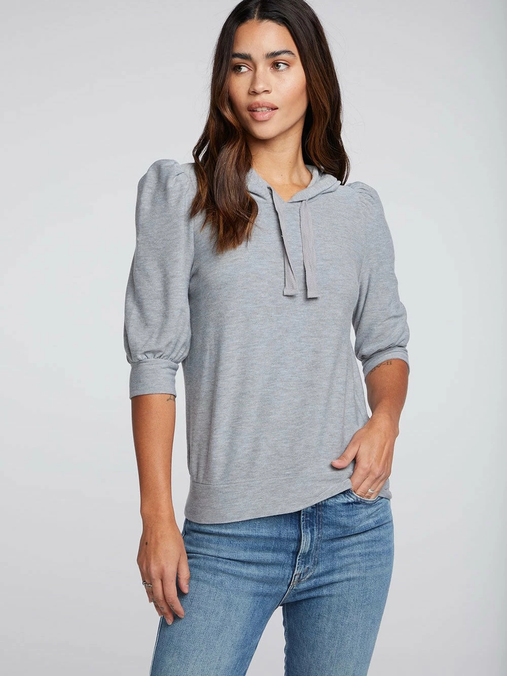 CHASER Rpet Cozy Knit Grey Hoodie Tops 5 CHASER Rpet Cozy Knit Grey Hoodie Tops