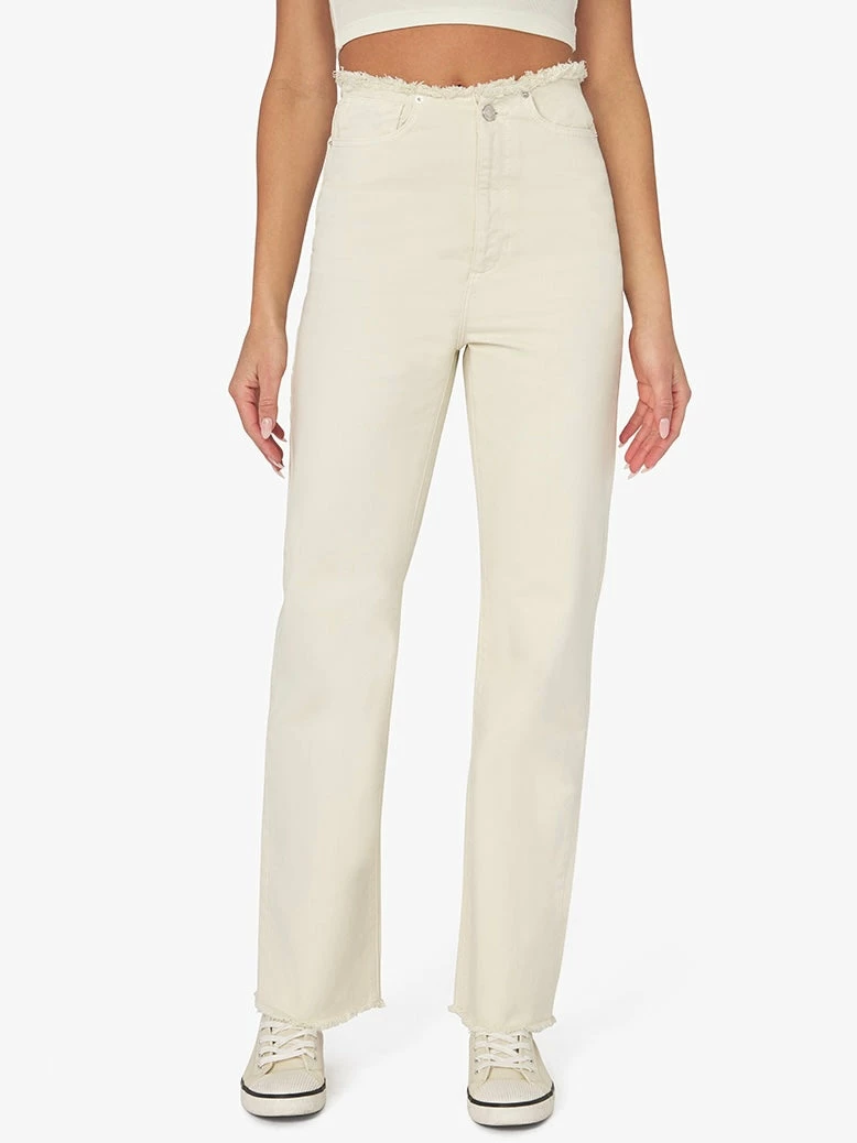 WeWoreWhat Bottoms Frayed Off White Denim Jean 3 WeWoreWhat Bottoms Frayed Off White Denim Jean