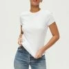 Michael Stars Lexy White Rib Crew Neck Tee 2 Michael Stars Lexy White Rib Crew Neck Tee