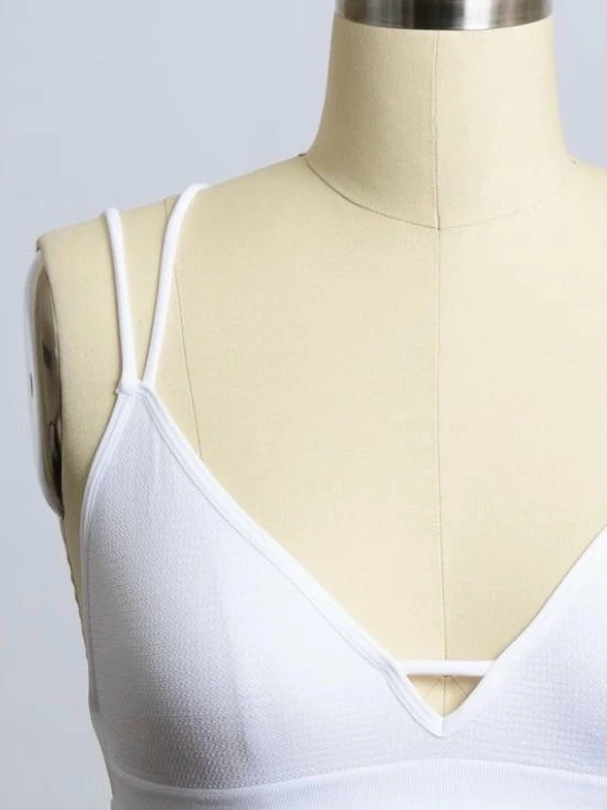Leto Accessories Double Cross Strappy Back White Bralette Tops 6 Leto Accessories Double Cross Strappy Back White Bralette Tops