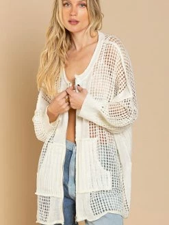 POL Clothing Tops Serenity Off White Cardigan