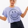 Le Lis Be Happy Denim Crop Tee Tops