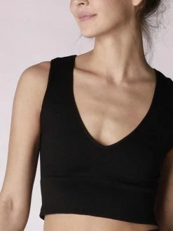 Nikibiki Aria Black Deep V-Neck Crop Top Tops