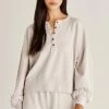 ZSupply Tops Hana Soft Grey Henley Sweatshirt