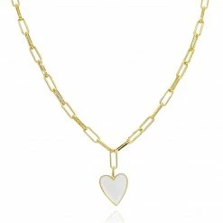 Sahira ACCESSORIES Jamie White Enamel Heart Chain