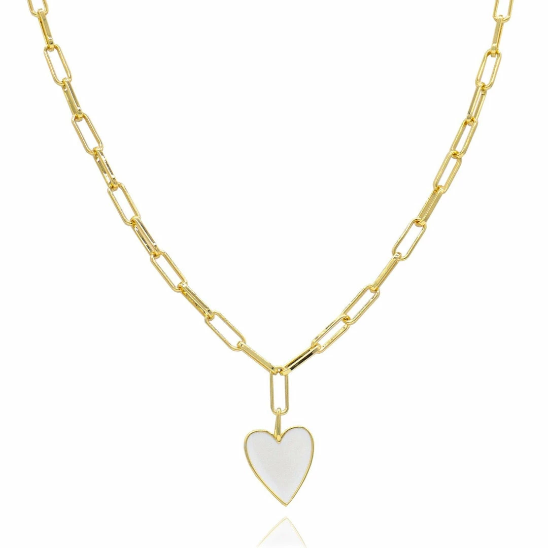 Sahira ACCESSORIES Jamie White Enamel Heart Chain 4 Sahira ACCESSORIES Jamie White Enamel Heart Chain
