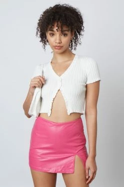 Cotton Candy Bottoms Jolene Vegan Leather Fuchsia Skort 8 Cotton Candy Bottoms Jolene Vegan Leather Fuchsia Skort