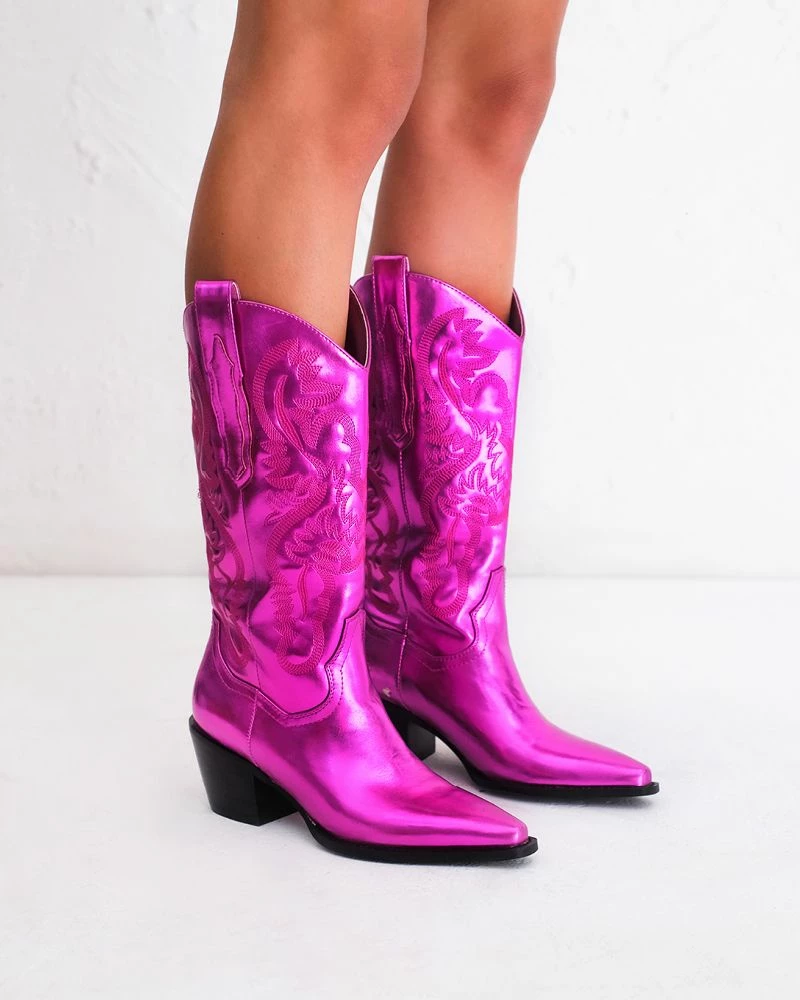 Billini Shoes Danilo Fuchsia Metallic Cowboy Boot 5 Billini Shoes Danilo Fuchsia Metallic Cowboy Boot