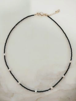 Rae & Jade ACCESSORIES Yuma Pearl Black Beaded Choker