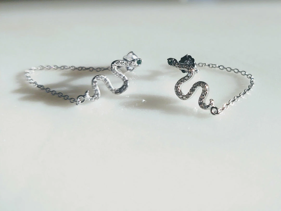 Rae & Jade ACCESSORIES Snake With Chain Earring 4 Rae & Jade ACCESSORIES Snake With Chain Earring