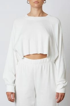 NIA Tops Raglan Ribbed White Tee