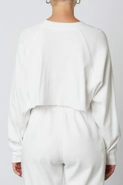 NIA Tops Raglan Ribbed White Tee