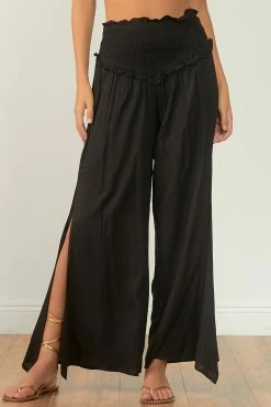 Elan Black Smocked Waist Wide Leg Pant 10 Elan Black Smocked Waist Wide Leg Pant